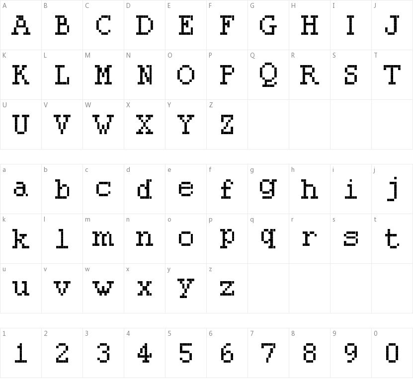 Pixolde的字符映射图