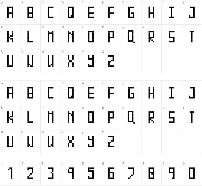 Piksalet的字符映射图