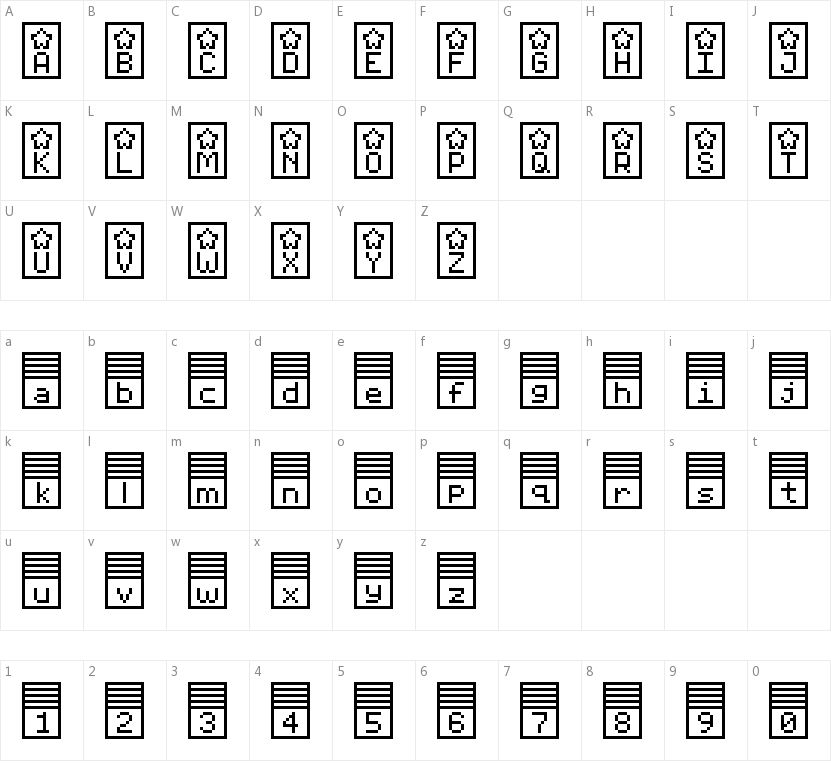 Pixelstars & Stripes的字符映射图