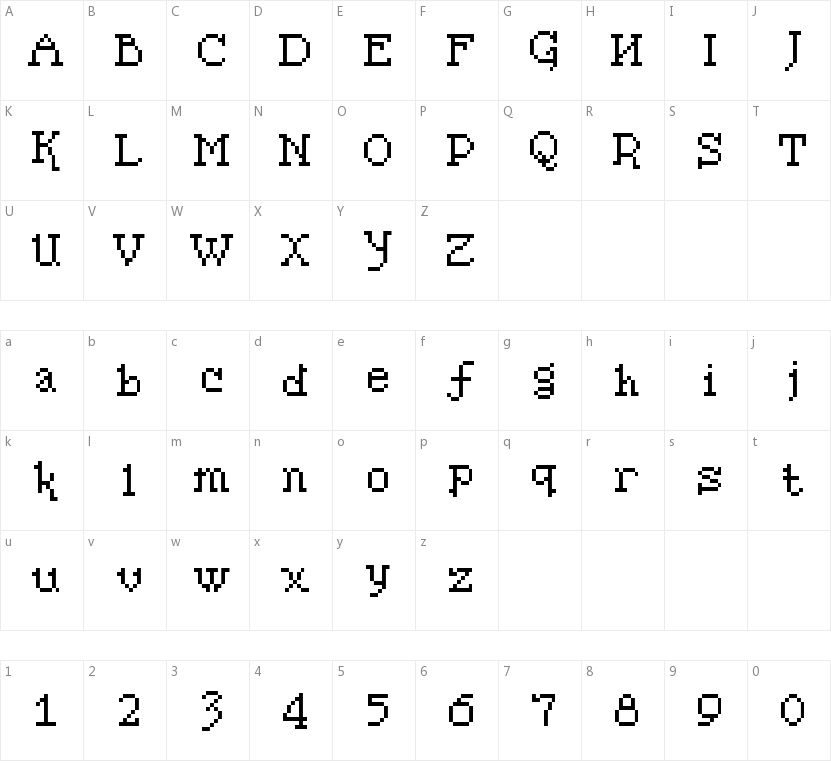 Pixel Sleigh的字符映射图
