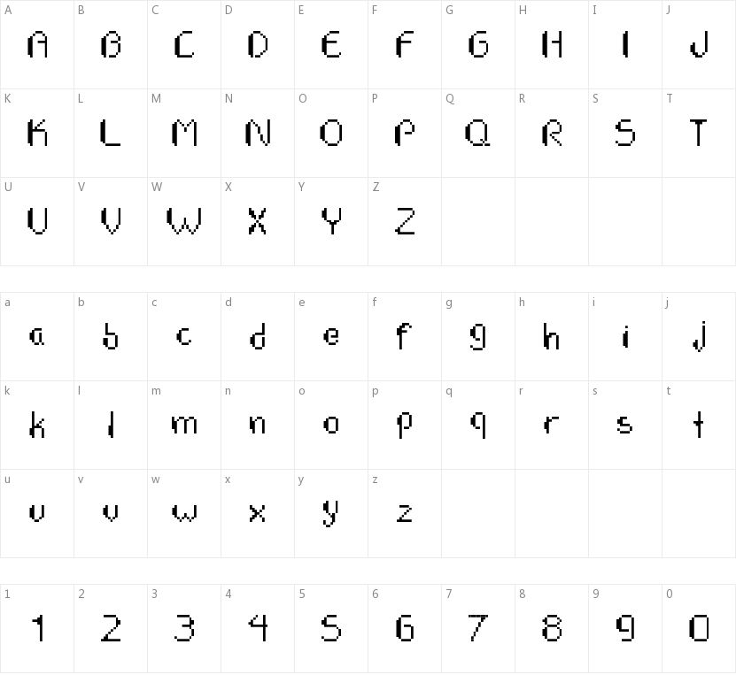 Pixelate Bass的字符映射图