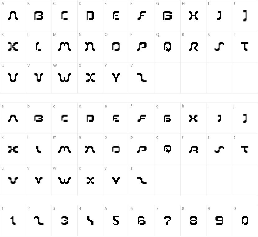 PIXoriental 9的字符映射图