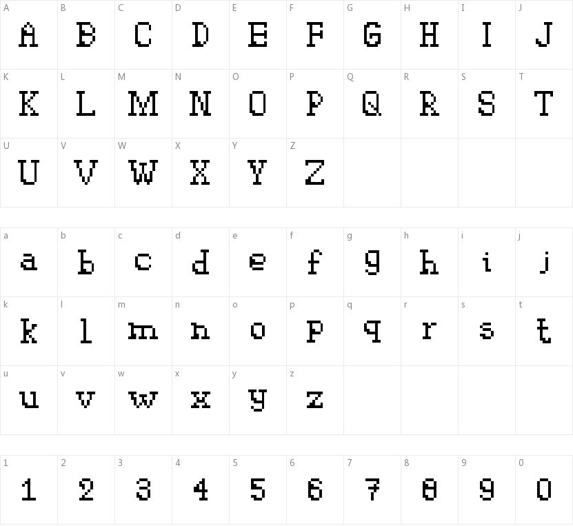 Westington的字符映射图