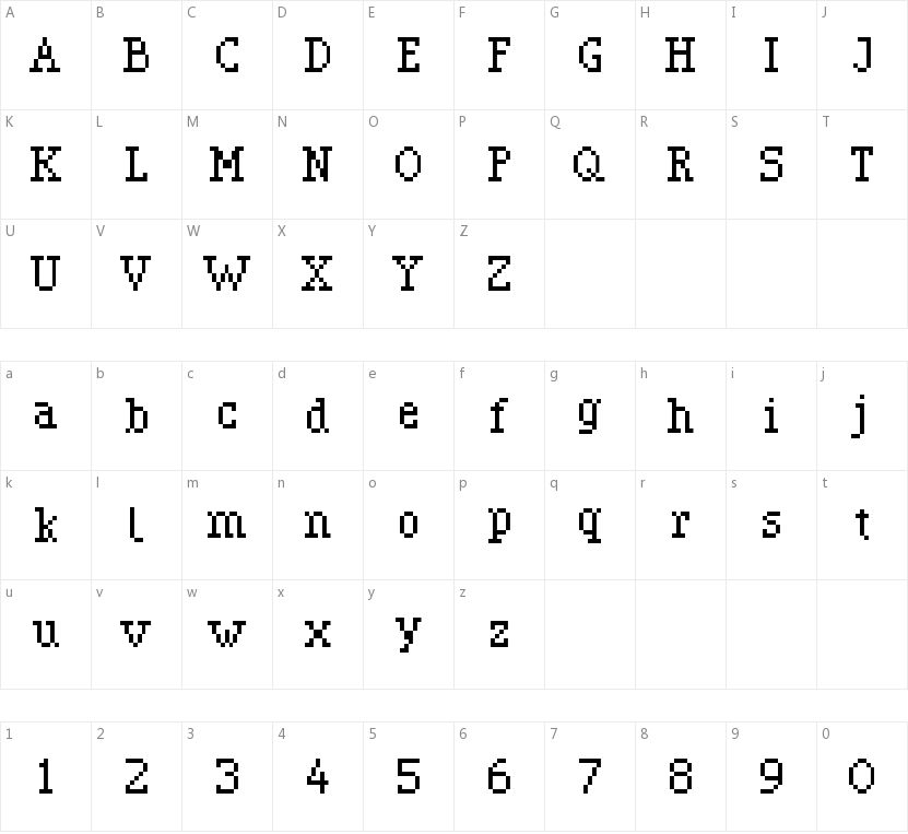 Pixerif的字符映射图