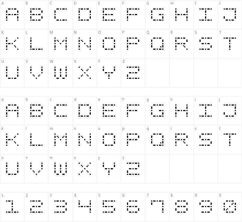 Dash Dot Square-7的字符映射图
