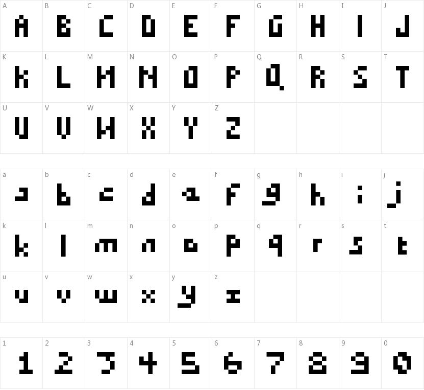 Draconian Pixels Minimal的字符映射图