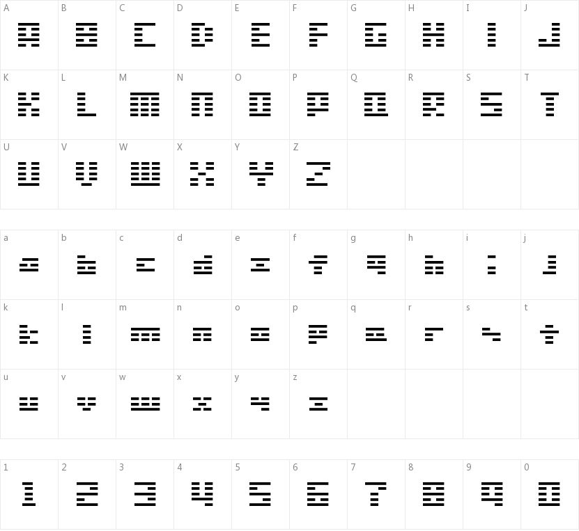 SG01的字符映射图