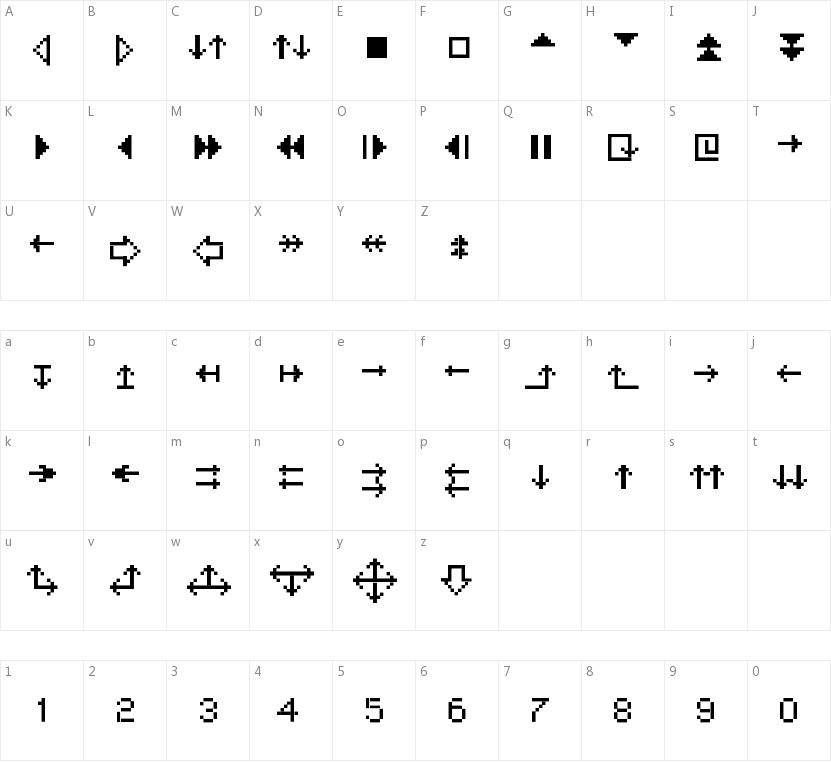 MiniStrzalki的字符映射图