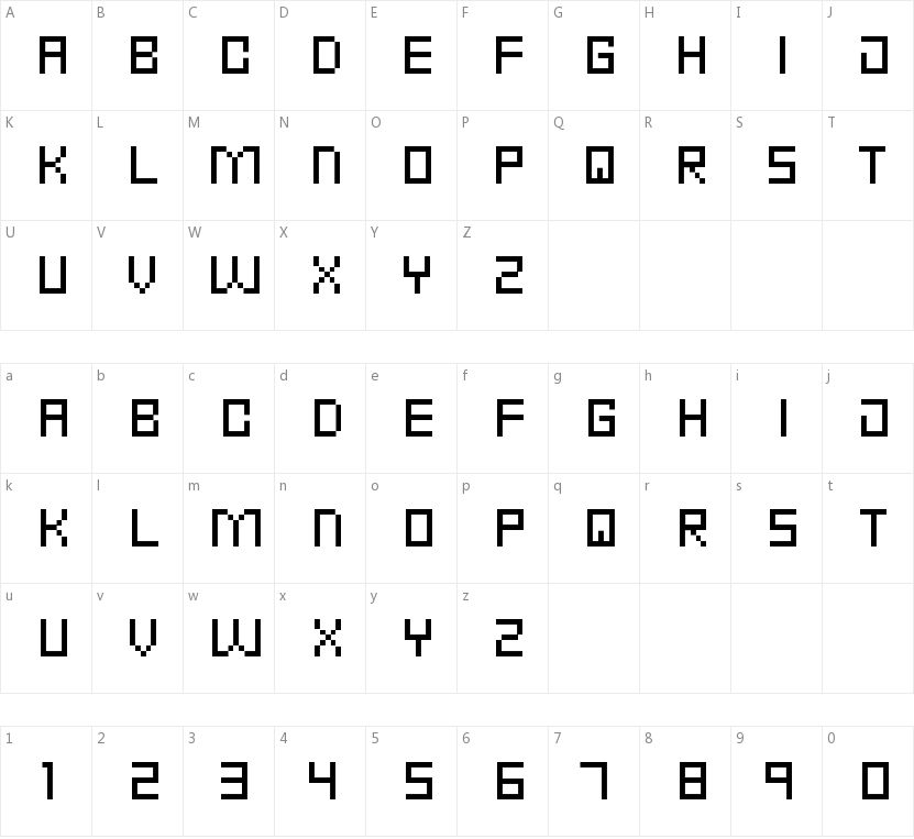 Punk Rock Font的字符映射图