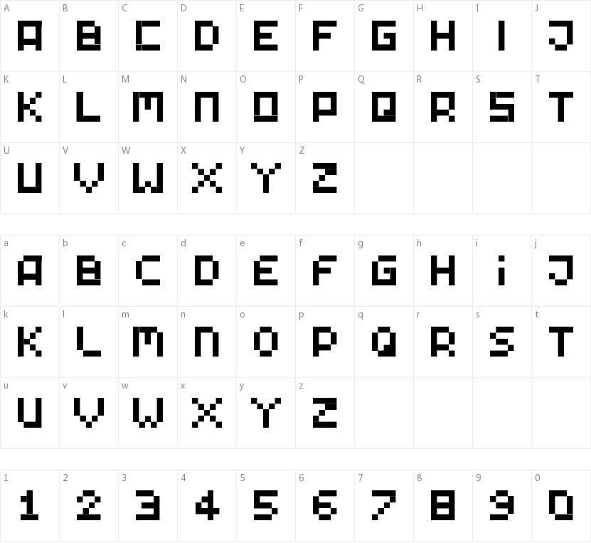 Tiny Pixy的字符映射图