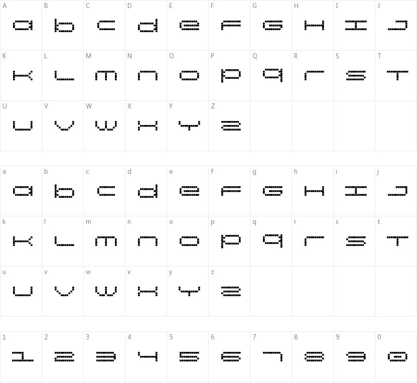 RT Screenloft8的字符映射图