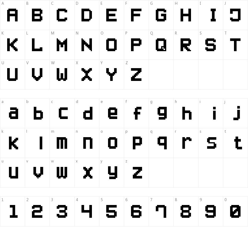 Small Pixel7的字符映射图