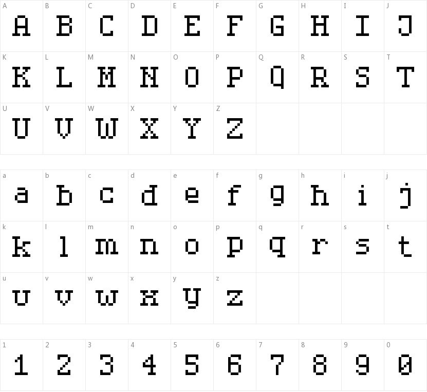 Serif Pixel-7的字符映射图