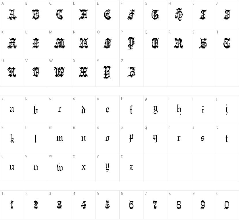 Phantasinian的字符映射图