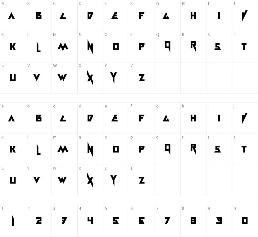 Electramaniacal的字符映射图