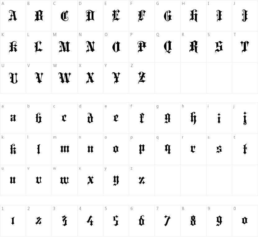 Portcullion的字符映射图