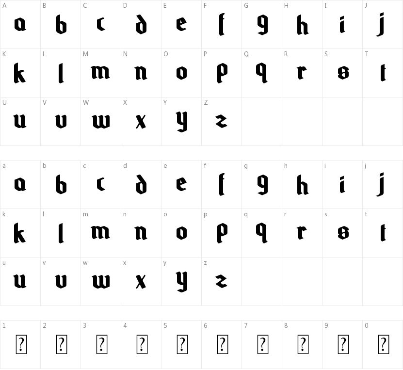 Odale的字符映射图