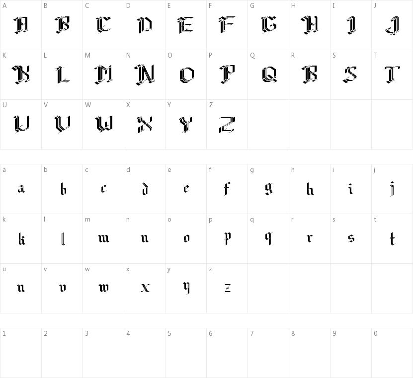 CiberGotica的字符映射图
