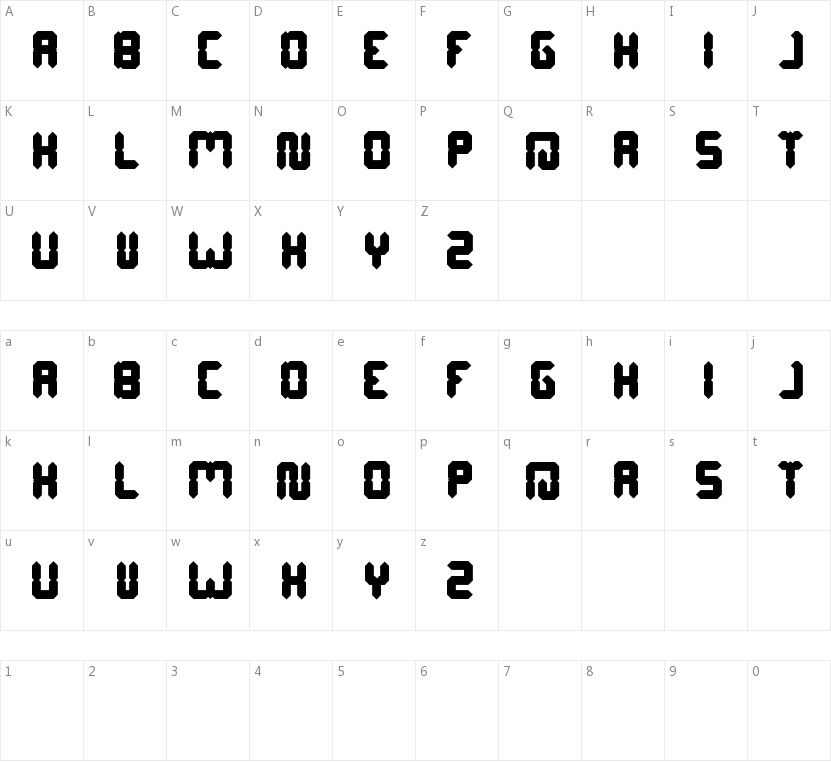 Digital Gothic的字符映射图