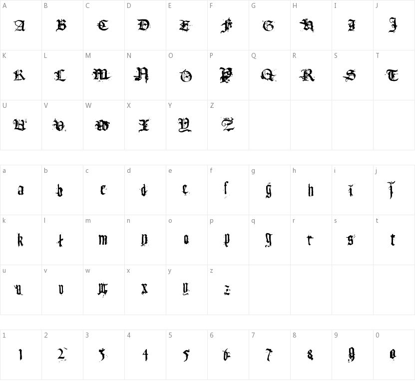 Tfu Tfu的字符映射图