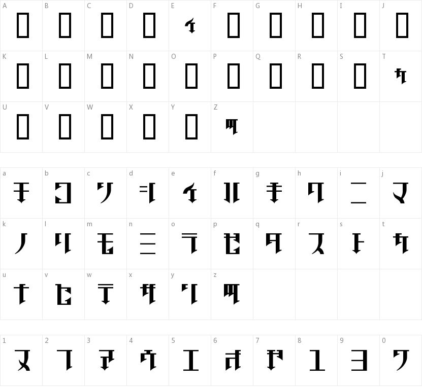 Golgotha的字符映射图