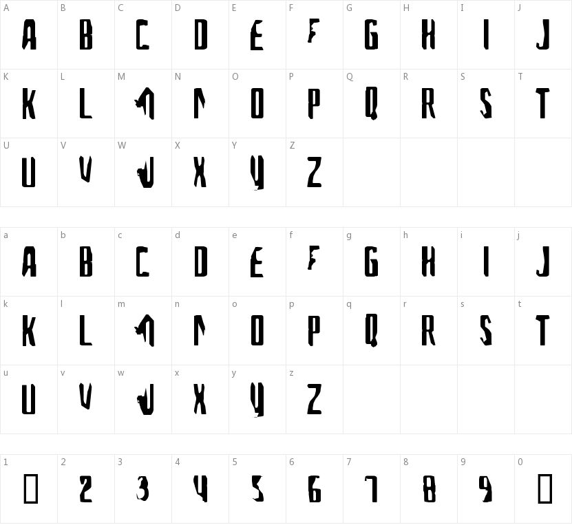 A font for the computer people的字符映射图