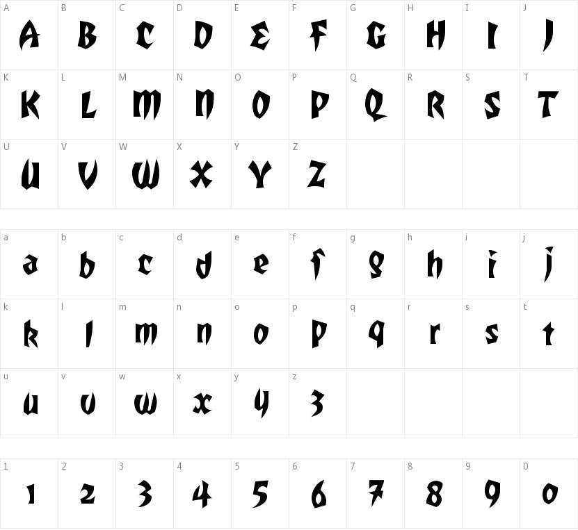 Romulan Falcon的字符映射图