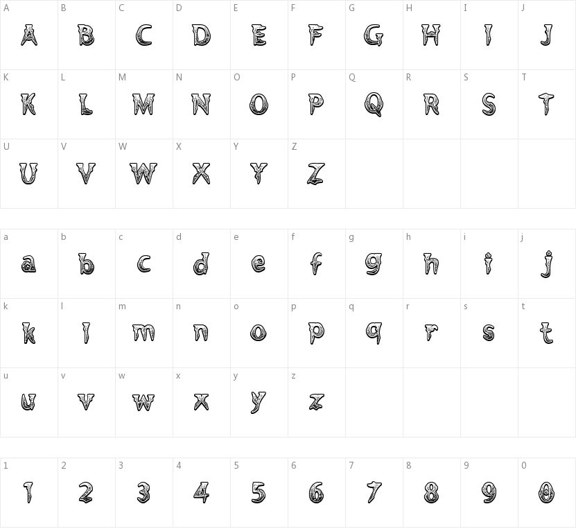Voodoo Vampire的字符映射图
