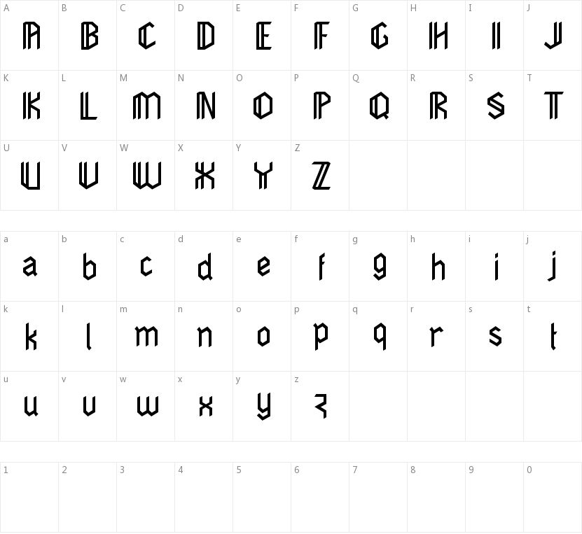 Dimensiva的字符映射图