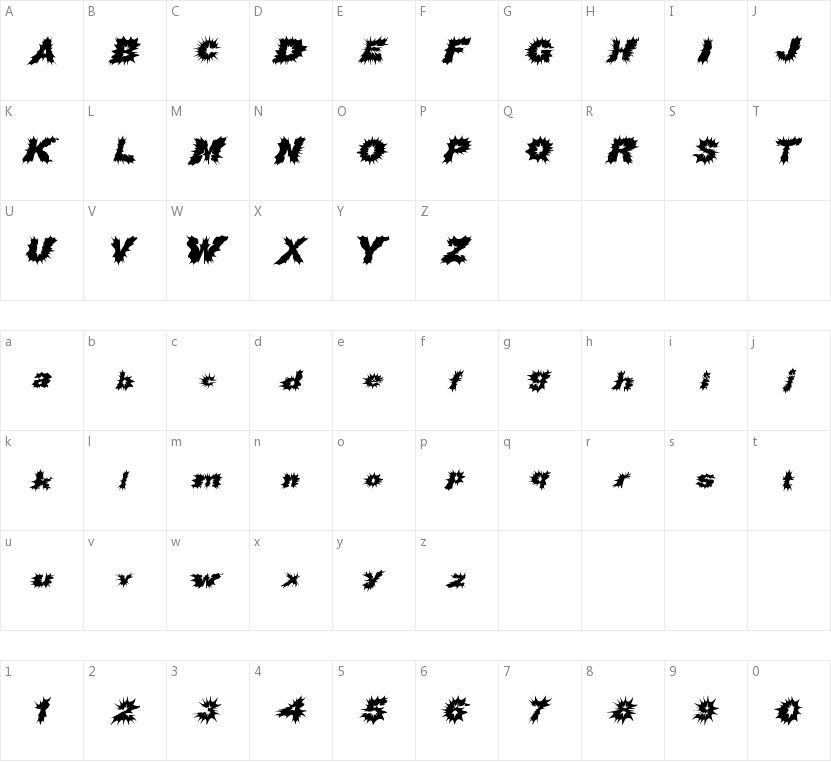 Shock Rock的字符映射图