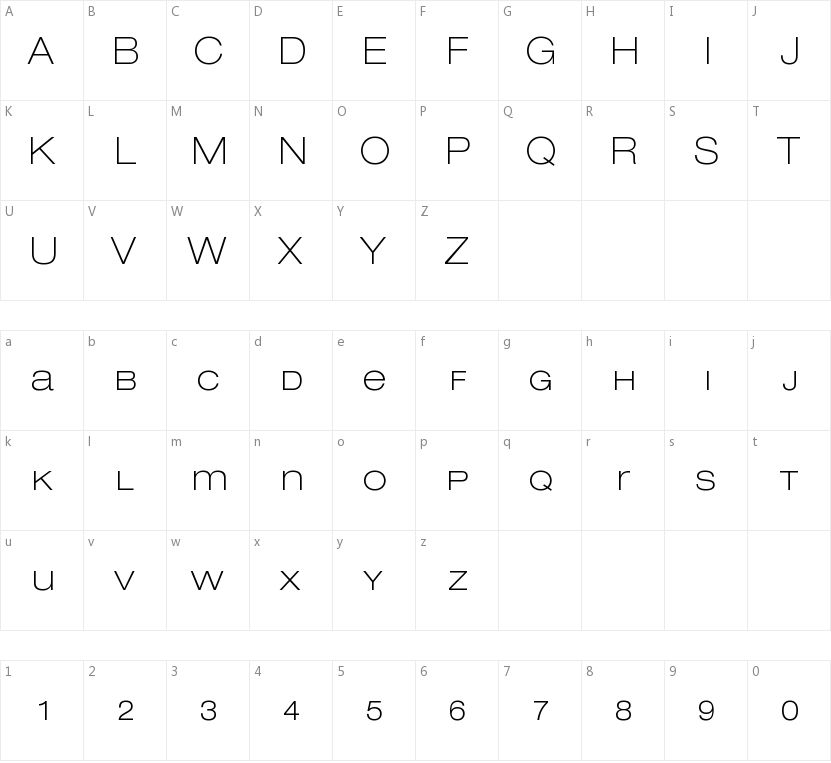 Lowvetica的字符映射图