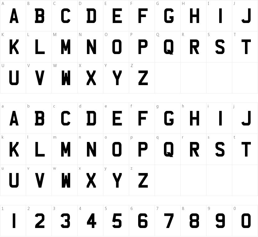 UK Number Plate的字符映射图