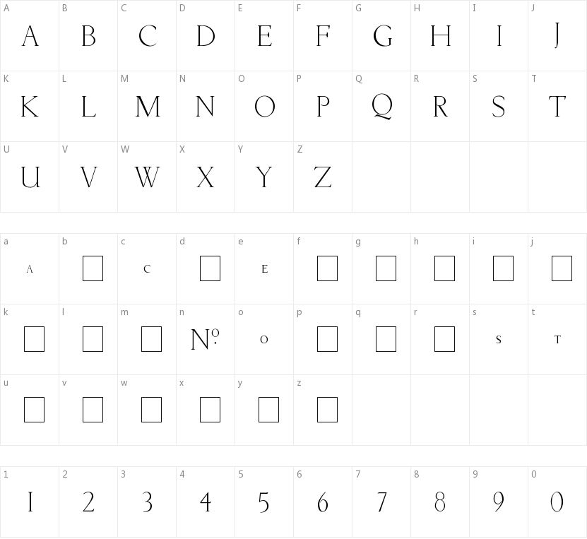 Livia Medium的字符映射图