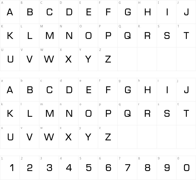 Euro Caps的字符映射图