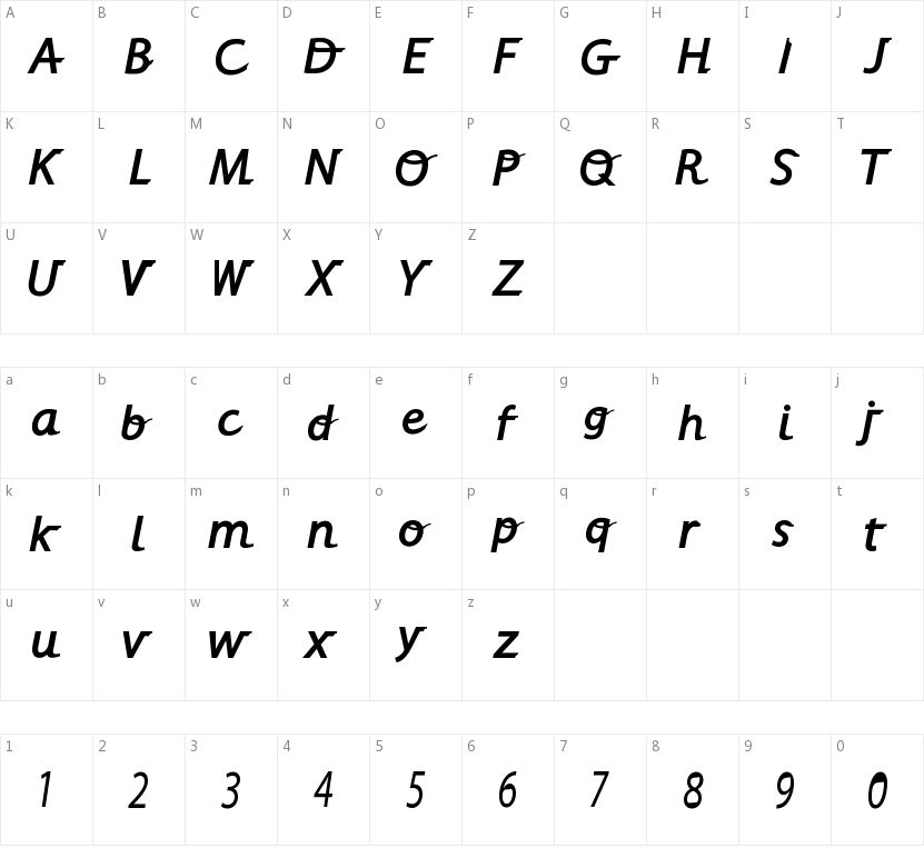 Alpha Crisp的字符映射图