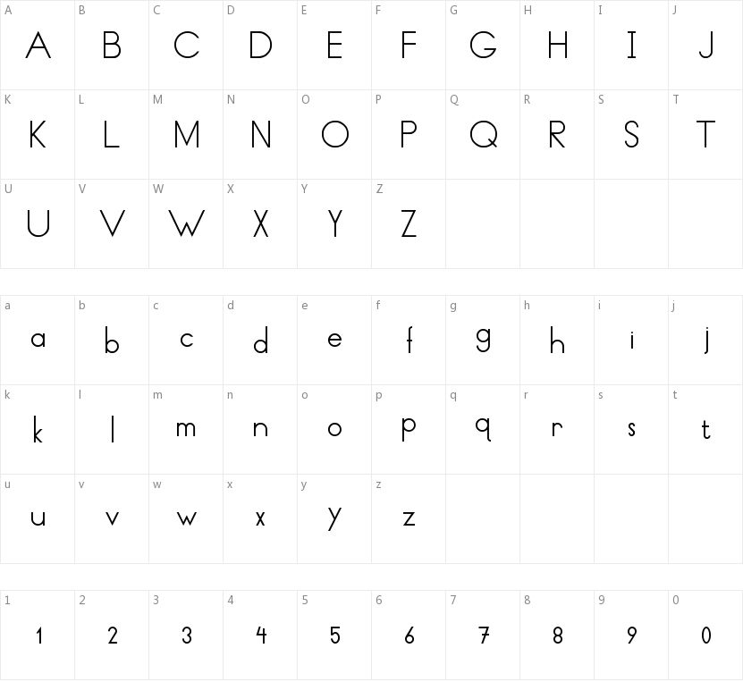 Thin Lines and Curves的字符映射图