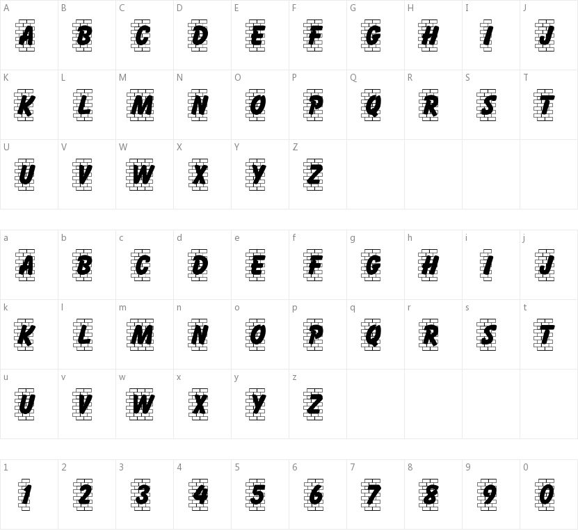 Brickletter的字符映射图