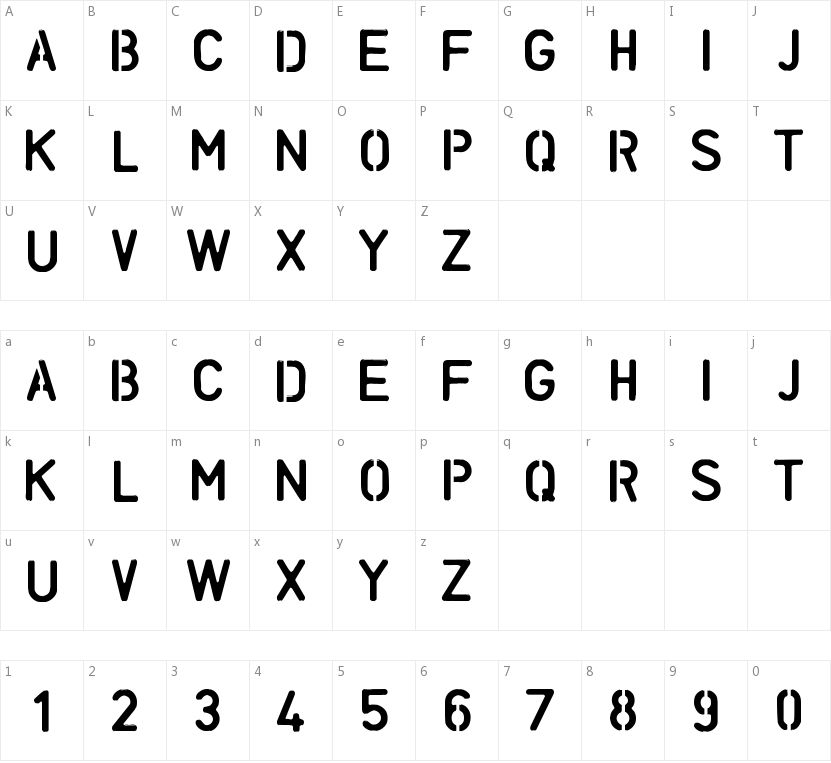 Unconform Round的字符映射图