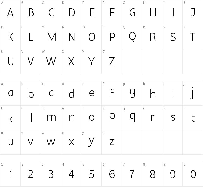 Glametrix的字符映射图