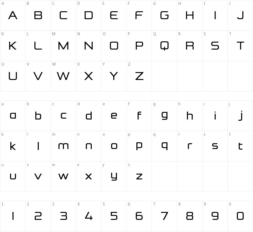 Formation Sans的字符映射图