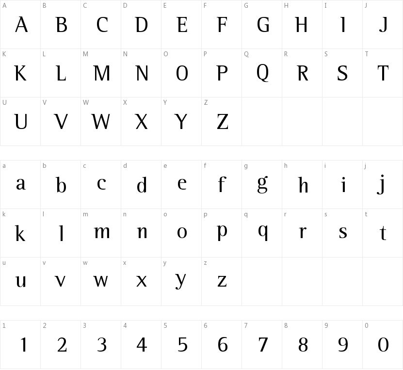 Leftist Mono Serif的字符映射图