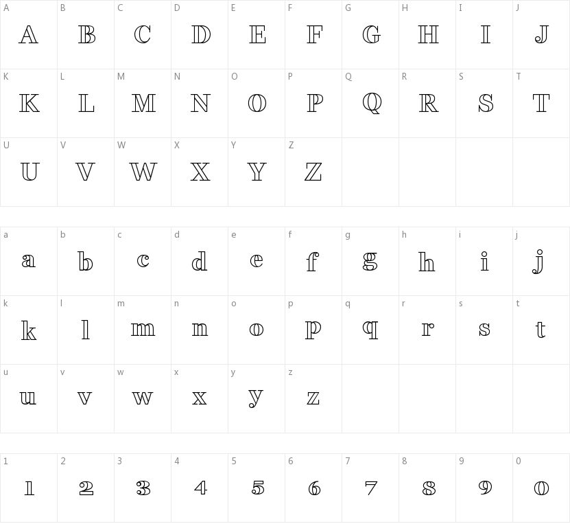 Fakedes Outline的字符映射图