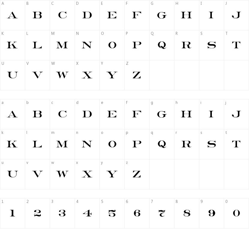 Erie Roman的字符映射图