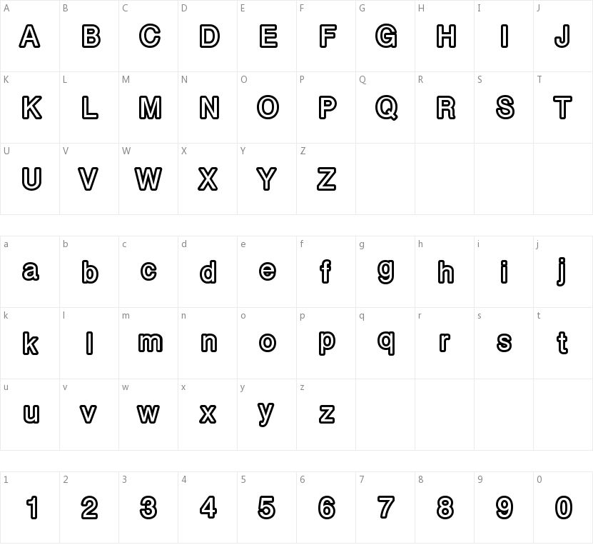 Carbono PW的字符映射图