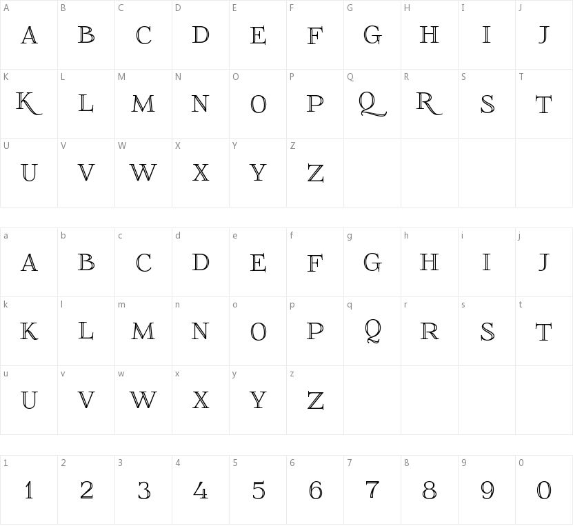 Foglihten No 01的字符映射图