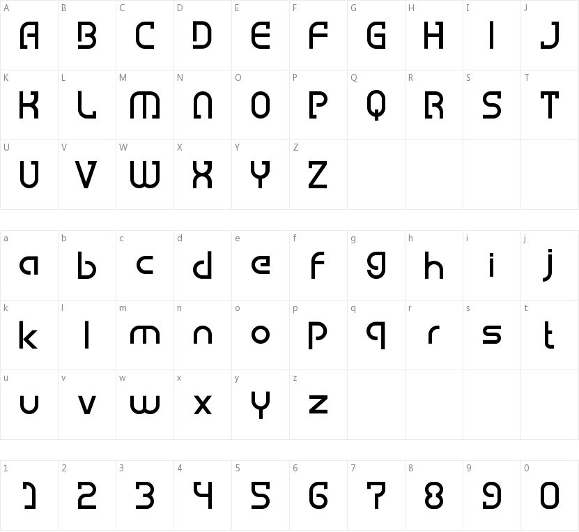 Hemigraphy的字符映射图