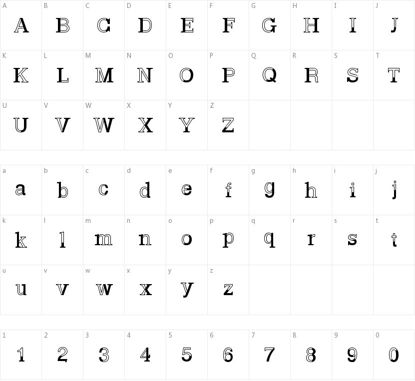 Basvetica的字符映射图