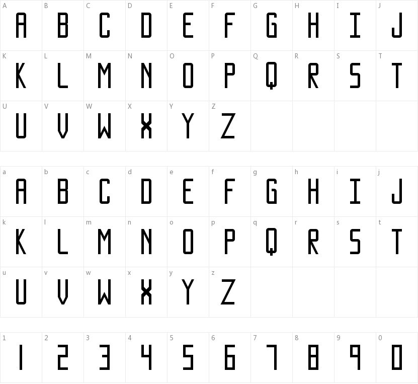 Sundance Neue的字符映射图