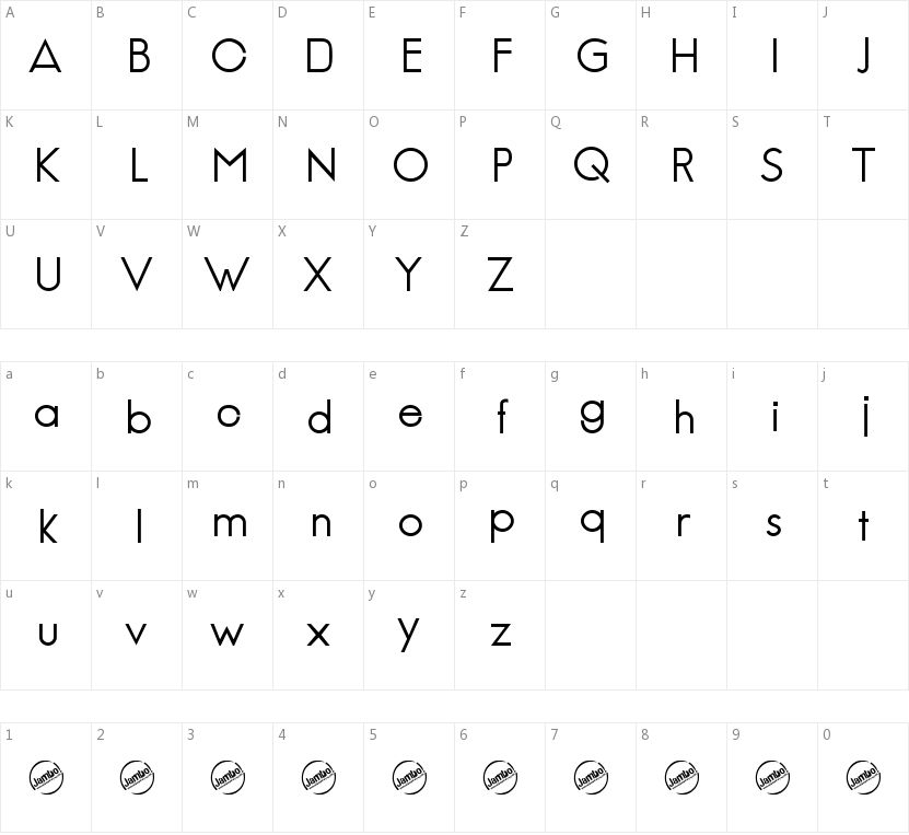 Jambetica的字符映射图