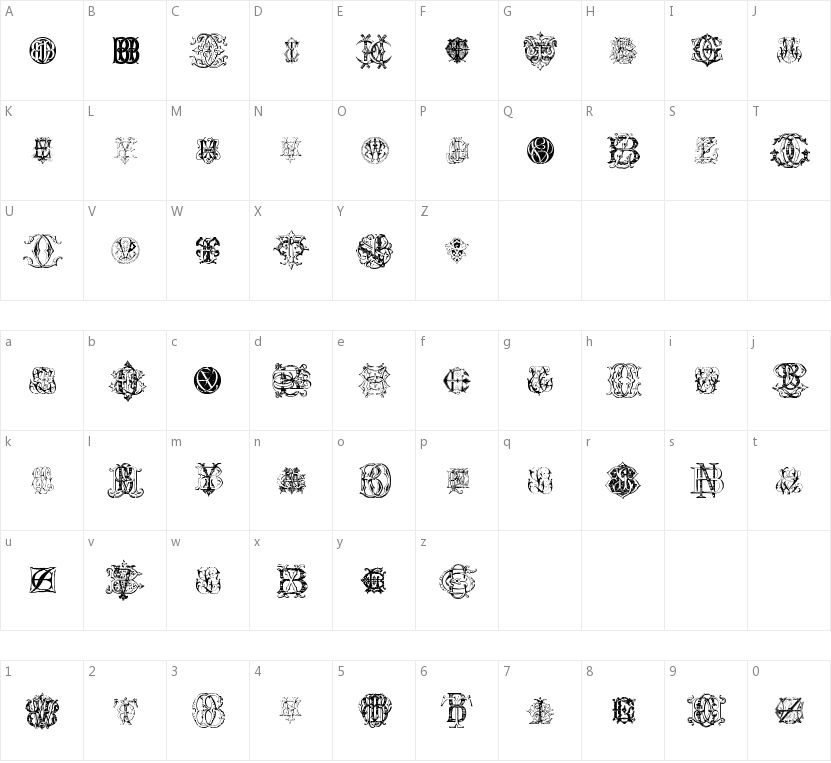 Intellecta Monograms Random Samples Eleven的字符映射图